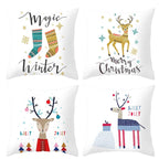 Merry Christmas Decoration Xmas Gift New Year For Home Reindeer Santa Claus Xmas Series Cushion Cover Case Pillow Custom Zippered Square Pillowcase Tree Cushion Cover Christmas Ornament Stevvex