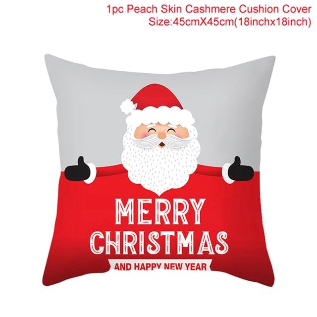 Merry Christmas Decoration Xmas Gift New Year For Home Reindeer Santa Claus Xmas Series Cushion Cover Case Pillow Custom Zippered Square Pillowcase Tree Cushion Cover Christmas Ornament Stevvex