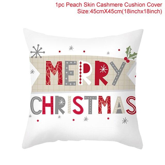 Merry Christmas Decoration Xmas Gift New Year For Home Reindeer Santa Claus Xmas Series Cushion Cover Case Pillow Custom Zippered Square Pillowcase Tree Cushion Cover Christmas Ornament Stevvex