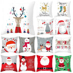 Merry Christmas Decoration Xmas Gift New Year For Home Reindeer Santa Claus Xmas Series Cushion Cover Case Pillow Custom Zippered Square Pillowcase Tree Cushion Cover Christmas Ornament Stevvex