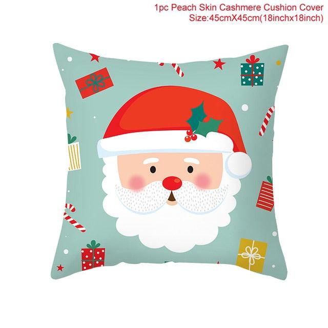 Merry Christmas Decoration Xmas Gift New Year For Home Reindeer Santa Claus Xmas Series Cushion Cover Case Pillow Custom Zippered Square Pillowcase Tree Cushion Cover Christmas Ornament Stevvex
