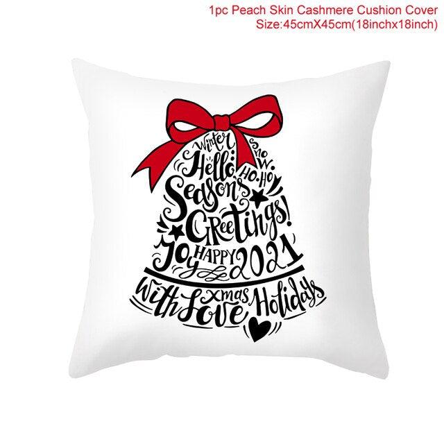 Merry Christmas Decoration Xmas Gift New Year For Home Reindeer Santa Claus Xmas Series Cushion Cover Case Pillow Custom Zippered Square Pillowcase Tree Cushion Cover Christmas Ornament Stevvex