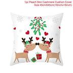 Merry Christmas Decoration Xmas Gift New Year For Home Reindeer Santa Claus Xmas Series Cushion Cover Case Pillow Custom Zippered Square Pillowcase Tree Cushion Cover Christmas Ornament Stevvex