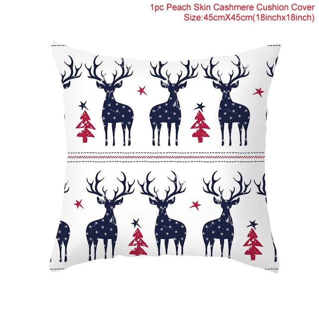 Merry Christmas Decoration Xmas Gift New Year For Home Reindeer Santa Claus Xmas Series Cushion Cover Case Pillow Custom Zippered Square Pillowcase Tree Cushion Cover Christmas Ornament Stevvex