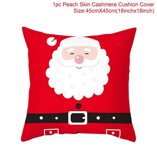 Merry Christmas Decoration Xmas Gift New Year For Home Reindeer Santa Claus Xmas Series Cushion Cover Case Pillow Custom Zippered Square Pillowcase Tree Cushion Cover Christmas Ornament Stevvex