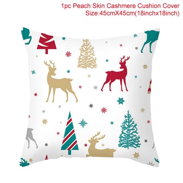 Merry Christmas Decoration Xmas Gift New Year For Home Reindeer Santa Claus Xmas Series Cushion Cover Case Pillow Custom Zippered Square Pillowcase Tree Cushion Cover Christmas Ornament Stevvex