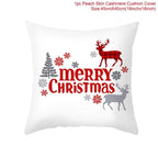 Merry Christmas Decoration Xmas Gift New Year For Home Reindeer Santa Claus Xmas Series Cushion Cover Case Pillow Custom Zippered Square Pillowcase Tree Cushion Cover Christmas Ornament Stevvex