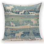 Merry Christmas Tree Cute Deer Happy Festival New Year Decorations Christmas Throw Pillow Covers Christmas Decorative Couch Pillow Cases Cotton Linen Pillow Square Cushion Cover For Home Bed Stevvex