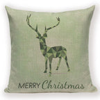 Merry Christmas Tree Cute Deer Happy Festival New Year Decorations Christmas Throw Pillow Covers Christmas Decorative Couch Pillow Cases Cotton Linen Pillow Square Cushion Cover For Home Bed Stevvex