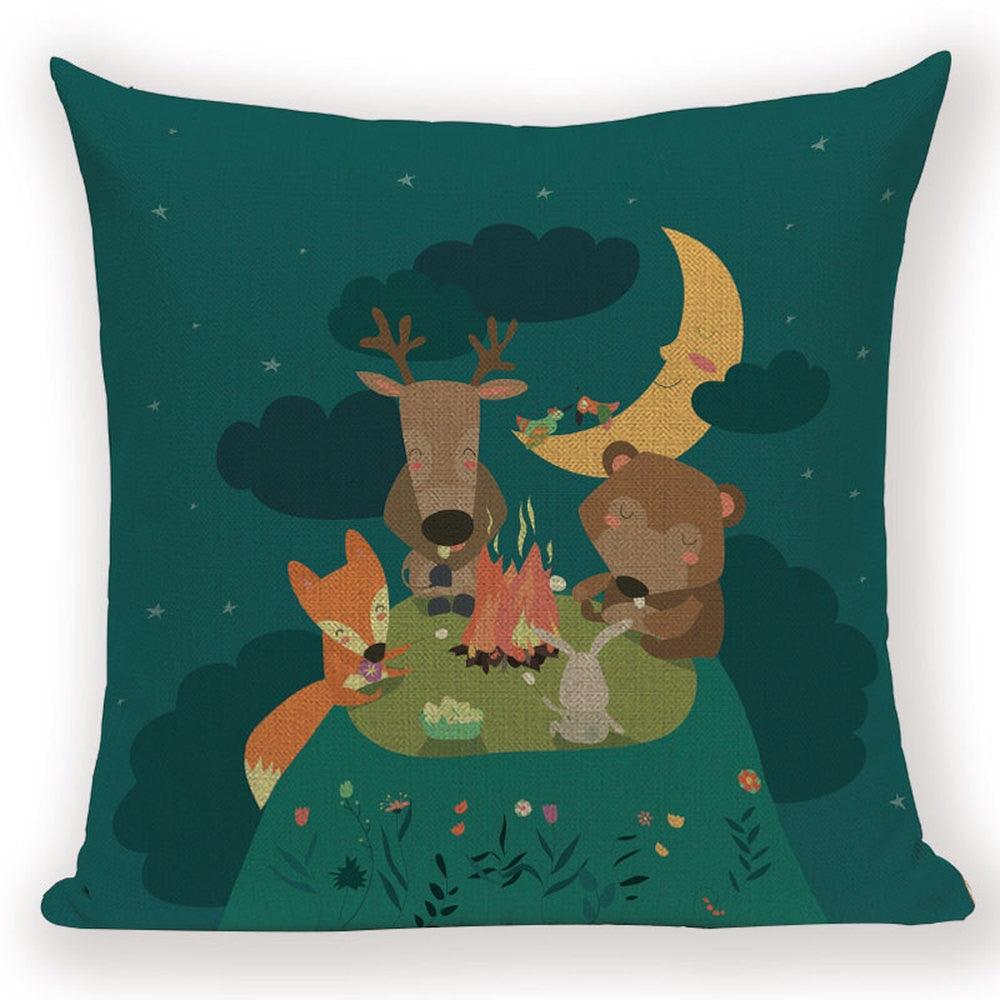 Merry Christmas Tree Cute Deer Happy Festival New Year Decorations Christmas Throw Pillow Covers Christmas Decorative Couch Pillow Cases Cotton Linen Pillow Square Cushion Cover For Home Bed Stevvex