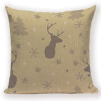 Merry Christmas Tree Cute Deer Happy Festival New Year Decorations Christmas Throw Pillow Covers Christmas Decorative Couch Pillow Cases Cotton Linen Pillow Square Cushion Cover For Home Bed Stevvex