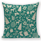 Merry Christmas Tree Cute Deer Happy Festival New Year Decorations Christmas Throw Pillow Covers Christmas Decorative Couch Pillow Cases Cotton Linen Pillow Square Cushion Cover For Home Bed Stevvex
