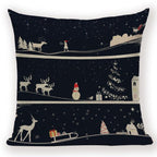 Merry Christmas Tree Cute Deer Happy Festival New Year Decorations Christmas Throw Pillow Covers Christmas Decorative Couch Pillow Cases Cotton Linen Pillow Square Cushion Cover For Home Bed Stevvex