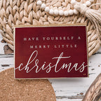 Christmas Wooden Block Sign 6x4x1 Red Have Yourself A Merry Little Christmas BandsCo Straps