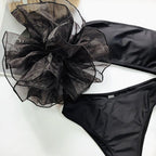 Mesh Ruffle Swimsuit Female Bikini Strapless Swimwear Women High Waist Bikini Set Black Pink Bathing Suit Women Ruffle Bikini Yellow Swimsuit Two Piece Flounce Bathing Suit Set