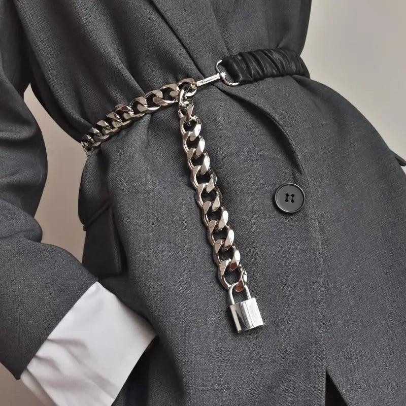 Metal Adjustable Chain Link Belts Fashion Belly Jewelry For Jeans Dresses Elegant Cool Style Lock Design Belts For Women Charming Belt Stevvex