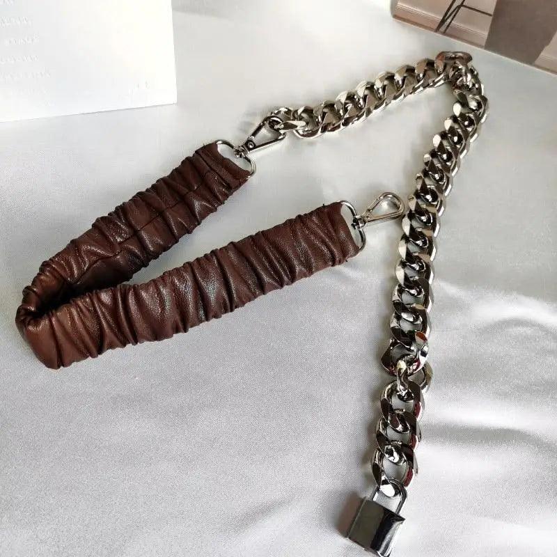Metal Adjustable Chain Link Belts Fashion Belly Jewelry For Jeans Dresses Elegant Cool Style Lock Design Belts For Women Charming Belt Stevvex