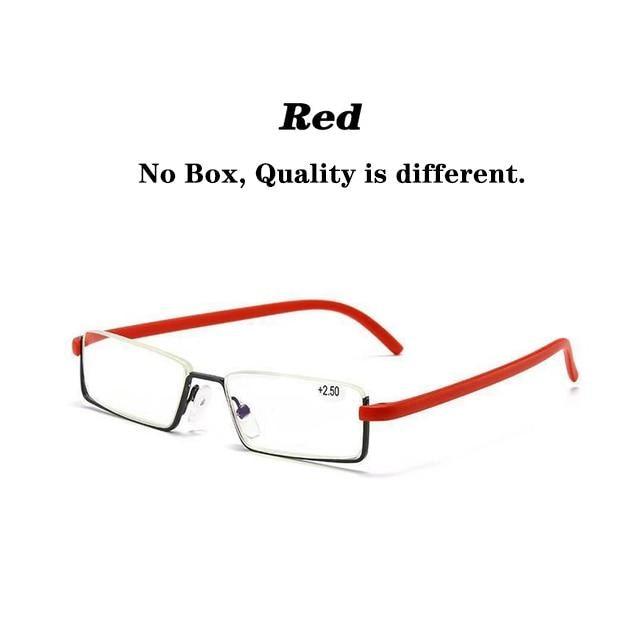 Metal Anti Blue Light Reading Glasses Men Half Frame Prescription Eyeglasses Male  Eyewear With Case For Men And Women Unisex Stylish Eyeglasses Glasses Clear Lens +1.75 Stevvex