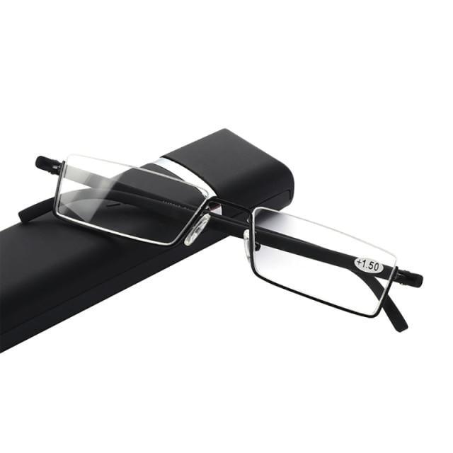 Metal Anti Blue Light Reading Glasses Men Half Frame Prescription Eyeglasses Male  Eyewear With Case For Men And Women Unisex Stylish Eyeglasses Glasses Clear Lens +1.75 Stevvex
