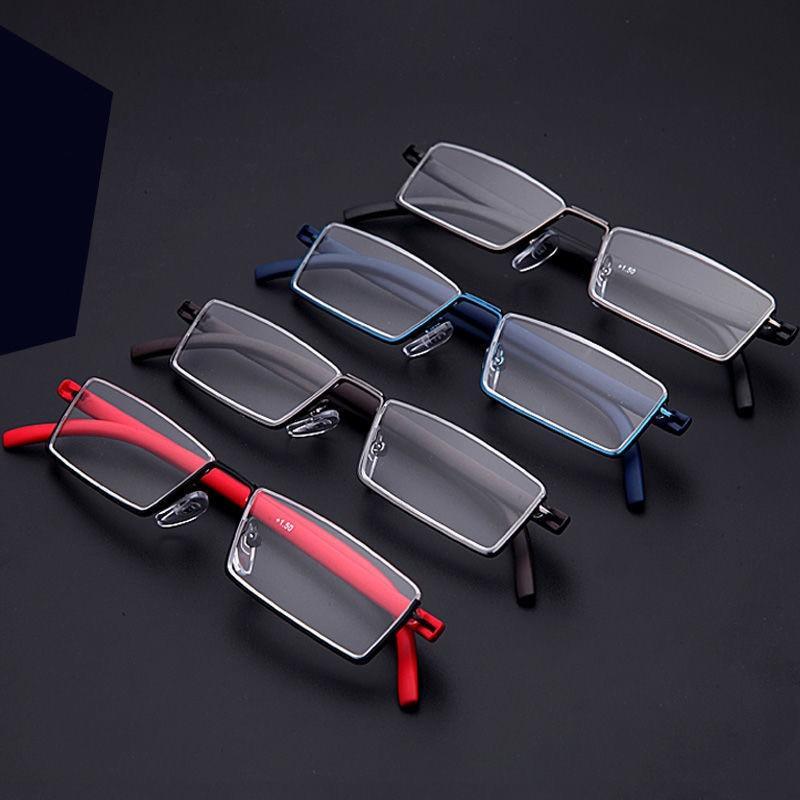 Metal Anti Blue Light Reading Glasses Men Half Frame Prescription Eyeglasses Male  Eyewear With Case For Men And Women Unisex Stylish Eyeglasses Glasses Clear Lens +1.75 Stevvex