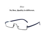 Metal Anti Blue Light Reading Glasses Men Half Frame Prescription Eyeglasses Male  Eyewear With Case For Men And Women Unisex Stylish Eyeglasses Glasses Clear Lens +1.75 Stevvex