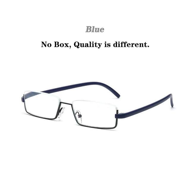Metal Anti Blue Light Reading Glasses Men Half Frame Prescription Eyeglasses Male  Eyewear With Case For Men And Women Unisex Stylish Eyeglasses Glasses Clear Lens +1.75 Stevvex