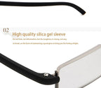 Metal Anti Blue Light Reading Glasses Men Half Frame Prescription Eyeglasses Male  Eyewear With Case For Men And Women Unisex Stylish Eyeglasses Glasses Clear Lens +1.75 Stevvex