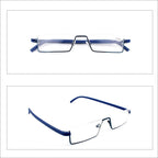 Metal Anti Blue Light Reading Glasses Men Half Frame Prescription Eyeglasses Male  Eyewear With Case For Men And Women Unisex Stylish Eyeglasses Glasses Clear Lens +1.75 Stevvex