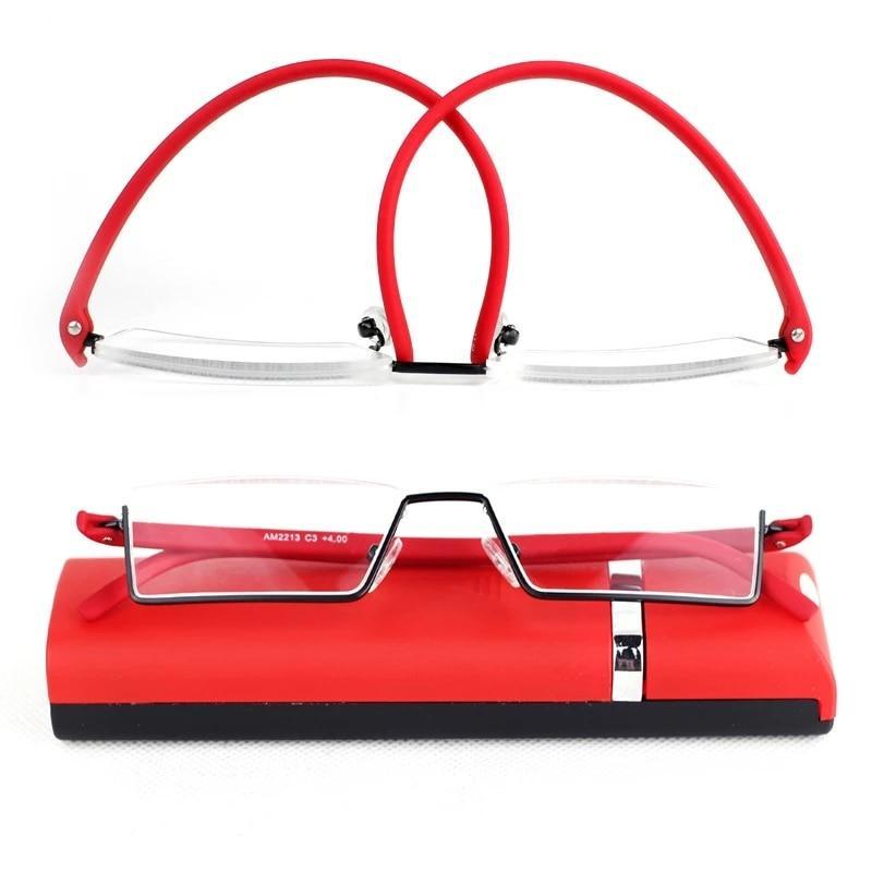 Metal Anti Blue Light Reading Glasses Men Half Frame Prescription Eyeglasses Male  Eyewear With Case For Men And Women Unisex Stylish Eyeglasses Glasses Clear Lens +1.75 Stevvex