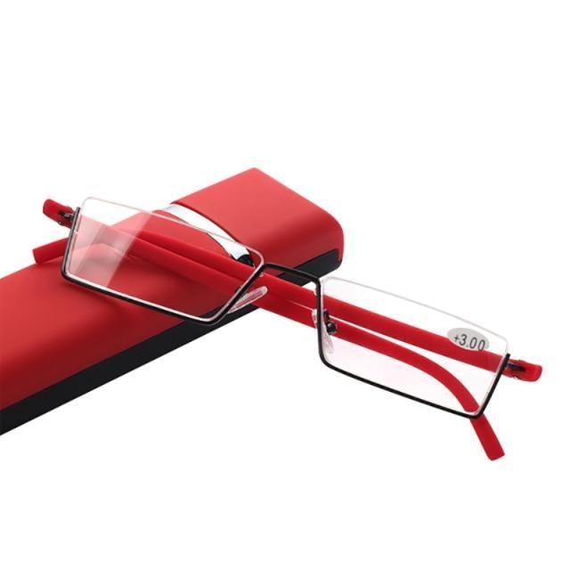 Metal Anti Blue Light Reading Glasses Men Half Frame Prescription Eyeglasses Male  Eyewear With Case For Men And Women Unisex Stylish Eyeglasses Glasses Clear Lens +1.75 Stevvex