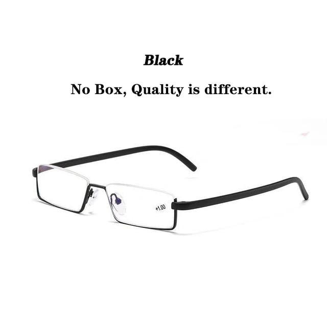 Metal Anti Blue Light Reading Glasses Men Half Frame Prescription Eyeglasses Male  Eyewear With Case For Men And Women Unisex Stylish Eyeglasses Glasses Clear Lens +1.75 Stevvex