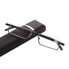 Metal Anti Blue Light Reading Glasses Men Half Frame Prescription Eyeglasses Male  Eyewear With Case For Men And Women Unisex Stylish Eyeglasses Glasses Clear Lens +1.75 Stevvex