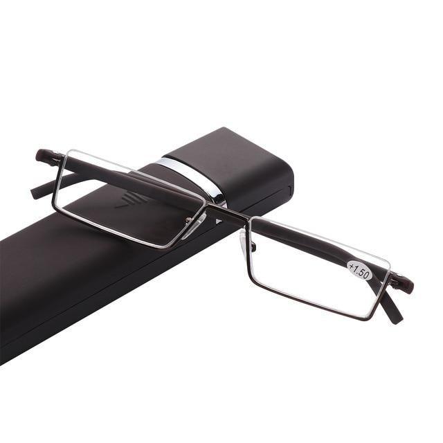 Metal Anti Blue Light Reading Glasses Men Half Frame Prescription Eyeglasses Male  Eyewear With Case For Men And Women Unisex Stylish Eyeglasses Glasses Clear Lens +1.75 Stevvex