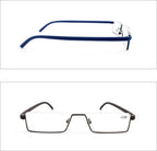 Metal Anti Blue Light Reading Glasses Men Half Frame Prescription Eyeglasses Male  Eyewear With Case For Men And Women Unisex Stylish Eyeglasses Glasses Clear Lens +1.75 Stevvex