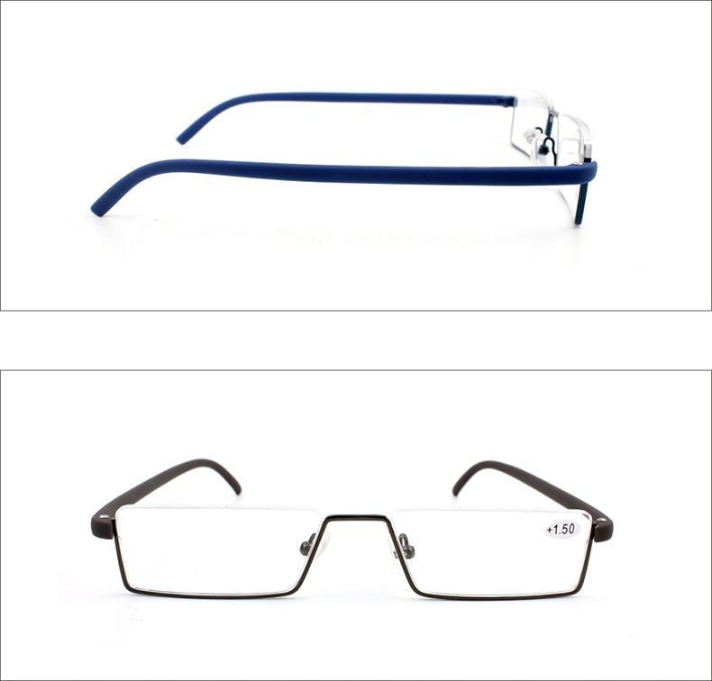 Metal Anti Blue Light Reading Glasses Men Half Frame Prescription Eyeglasses Male  Eyewear With Case For Men And Women Unisex Stylish Eyeglasses Glasses Clear Lens +1.75 Stevvex