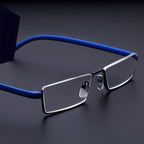 Metal Anti Blue Light Reading Glasses Men Half Frame Prescription Eyeglasses Male  Eyewear With Case For Men And Women Unisex Stylish Eyeglasses Glasses Clear Lens +1.75 Stevvex