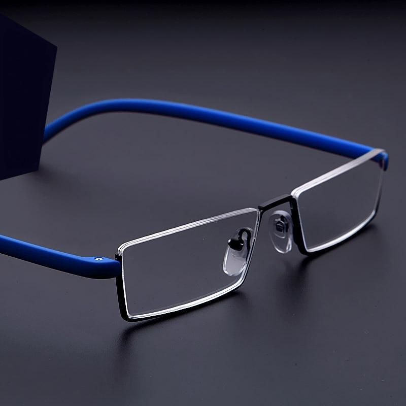 Metal Anti Blue Light Reading Glasses Men Half Frame Prescription Eyeglasses Male  Eyewear With Case For Men And Women Unisex Stylish Eyeglasses Glasses Clear Lens +1.75 Stevvex