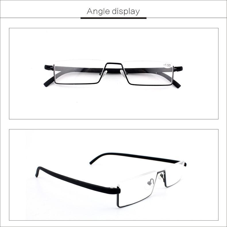 Metal Anti Blue Light Reading Glasses Men Half Frame Prescription Eyeglasses Male  Eyewear With Case For Men And Women Unisex Stylish Eyeglasses Glasses Clear Lens +1.75 Stevvex