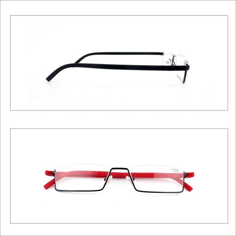 Metal Anti Blue Light Reading Glasses Men Half Frame Prescription Eyeglasses Male  Eyewear With Case For Men And Women Unisex Stylish Eyeglasses Glasses Clear Lens +1.75 Stevvex