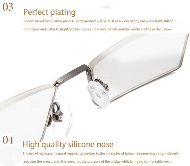 Metal Anti Blue Light Reading Glasses Men Half Frame Prescription Eyeglasses Male  Eyewear With Case For Men And Women Unisex Stylish Eyeglasses Glasses Clear Lens +1.75 Stevvex
