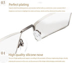 Metal Anti Blue Light Reading Glasses Men Half Frame Prescription Eyeglasses Male  Eyewear With Case For Men And Women Unisex Stylish Eyeglasses Glasses Clear Lens +1.75 Stevvex