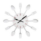 Metal Kitchen Wall Clock Creative  Kitchen Wall Clock 3D Modern Creative Kitchen Cutlery Spoon Fork Time Like Wall Clock Wall Sticker Room Home Decoration Quartz Wall Art Cutlery Mounted Clocks Modern Design Home Decorative