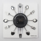 Metal Kitchen Wall Clock Creative  Kitchen Wall Clock 3D Modern Creative Kitchen Cutlery Spoon Fork Time Like Wall Clock Wall Sticker Room Home Decoration Quartz Wall Art Cutlery Mounted Clocks Modern Design Home Decorative