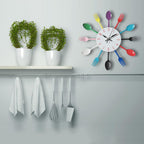 Metal Kitchen Wall Clock Creative  Kitchen Wall Clock 3D Modern Creative Kitchen Cutlery Spoon Fork Time Like Wall Clock Wall Sticker Room Home Decoration Quartz Wall Art Cutlery Mounted Clocks Modern Design Home Decorative