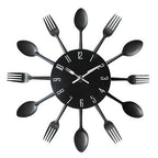 Metal Kitchen Wall Clock Creative  Kitchen Wall Clock 3D Modern Creative Kitchen Cutlery Spoon Fork Time Like Wall Clock Wall Sticker Room Home Decoration Quartz Wall Art Cutlery Mounted Clocks Modern Design Home Decorative