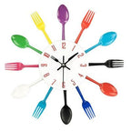 Metal Kitchen Wall Clock Creative  Kitchen Wall Clock 3D Modern Creative Kitchen Cutlery Spoon Fork Time Like Wall Clock Wall Sticker Room Home Decoration Quartz Wall Art Cutlery Mounted Clocks Modern Design Home Decorative