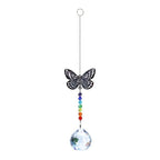 Metallic Hoop Moon Sun Catcher Hanging Crystal Pendant Chandelier Lamps Light Crystals Glass Pendants Light Rainbow Maker Wind Chime Hanging Drop Gift of Good Luck Garden Decor Hanging Ornament For Home Decoration