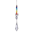 Metallic Hoop Moon Sun Catcher Hanging Crystal Pendant Chandelier Lamps Light Crystals Glass Pendants Light Rainbow Maker Wind Chime Hanging Drop Gift of Good Luck Garden Decor Hanging Ornament For Home Decoration
