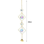 Metallic Hoop Moon Sun Catcher Hanging Crystal Pendant Chandelier Lamps Light Crystals Glass Pendants Light Rainbow Maker Wind Chime Hanging Drop Gift of Good Luck Garden Decor Hanging Ornament For Home Decoration