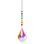 Metallic Hoop Moon Sun Catcher Hanging Crystal Pendant Chandelier Lamps Light Crystals Glass Pendants Light Rainbow Maker Wind Chime Hanging Drop Gift of Good Luck Garden Decor Hanging Ornament For Home Decoration
